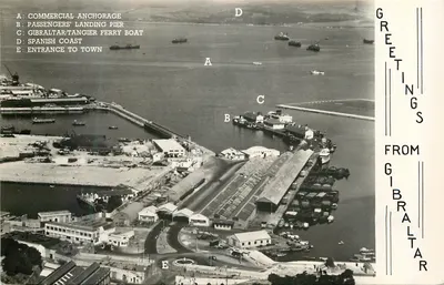 Vue aérea do porto de Gibraltar — Greetings from Gibraltar