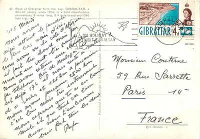 Rocher de Gibraltar — widok z zatoki — wydawca S. Trimboli - P. — Rewers