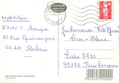 Zig-Zag Walk — Folkestone — editor J. Salmon Ltd. — Verso