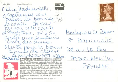 Stonehenge — monumento pré-histórico — John Hinde (2DH 290) — Verso