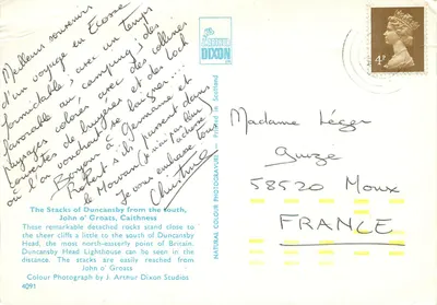Les Stacks de Duncansby — Caithness, Szkocja — J. Arthur Dixon 4091 — Rewers
