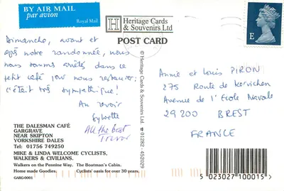 Café Le Dalesman — Gargrave — Heritage Cards & Souvenirs Ltd — Verso