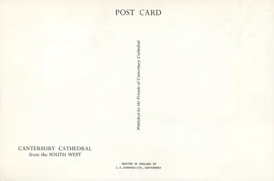 Canterbury Cathedral — view from the southwest — publisher J. A. Jennings Ltd., Canterbury — Back