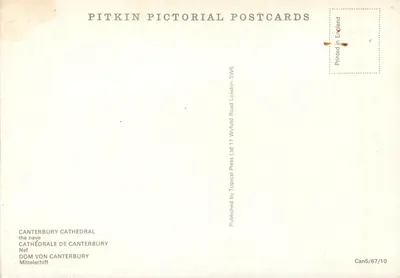 Katedra w Canterbury — nawy — Pitkin Pictorial Postcards — Rewers