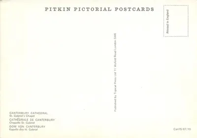 Chapel Saint-Gabriel — Cathedral of Canterbury — Pitkin Pictorial Postcards — Back