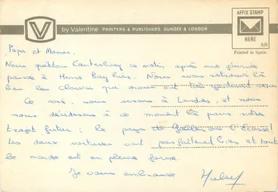 Catedral de Canterbury — vista panorâmica — Valentine Printers & Publishers, n° ET.4795R — Verso