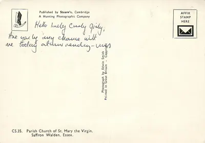 Igreja Paroquial de St. Mary the Virgin — Saffron Walden, Essex — Stearn's, Cambridge — Verso