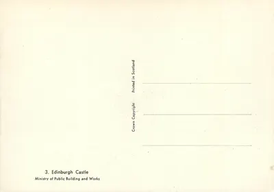 Edinburgh Castle — musicien en tenue écossaise — Ministry of Public Building and Works, n°3 — Rewers