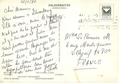 Edimburgo — Saudações de — COLOURMASTER INTERNATIONAL — Verso