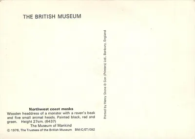 Máscara da costa noroeste — monstro com bico de corvo e cinco cabeças animais — The British Museum — Verso