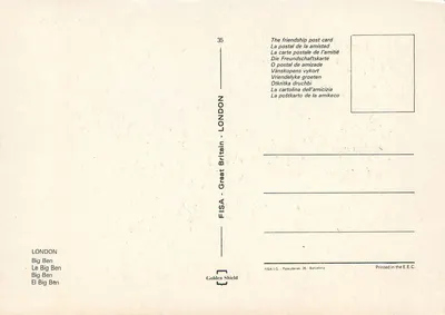 Big Ben — Londres — FISA - Golden Shield, n°35 — Verso