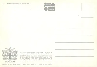 A Torre de Londres e o Ponte Tower — John Hinde, F.R.P.S. — Verso