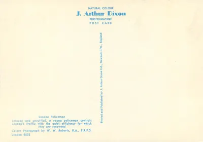 Policia — Trânsito em Londres — J. Arthur Dixon, n° 6858 — Verso