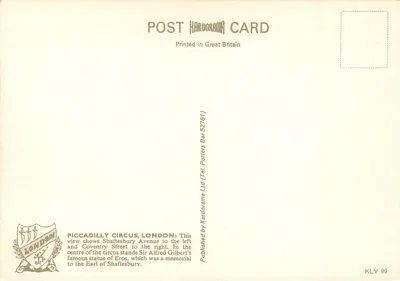Piccadilly Circus, Londyn — animowany widok z autobusami czerwonymi i reklamami — Kardorama Ltd. — Rewers
