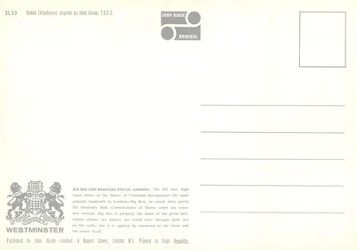 Big Ben e statua di Boudicca — Londra — John Hinde Limited — Verso
