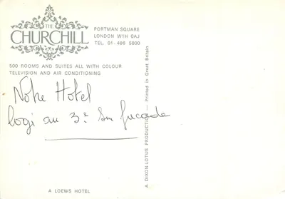 Hotel Churchill — Portman Square — Dixon-Lotus Production — Verso