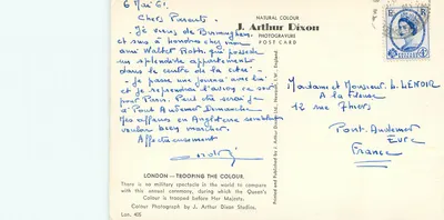 Trooping the Colour — Londres — editor J. Arthur Dixon, n° 405 — Verso