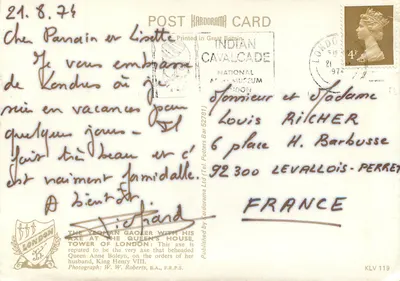 Le Yeoman Gaoler avec son hache, Tower of London — Kardorama Ltd. n° KLV 119 — Verso