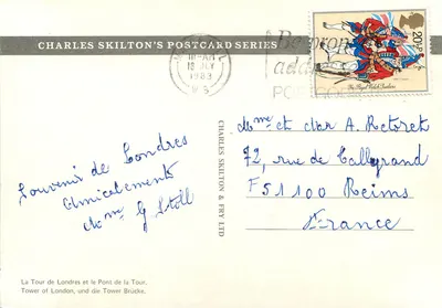 LONDRES - Torre de Londres e Ponte Tower — Charles Skilton's Postcard Series n°6 — Verso