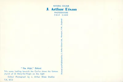 Oxford — 'The High' — J. Arthur Dixon — Back