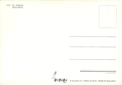 El Arenal — praia e porto animados — ICARIA graf, n° 5053 — Verso