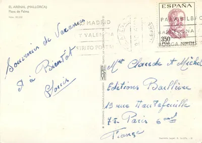 El Arenal (Mallorca) — Plaża Palma — Éditions Baillière, n° 60.233 — Rewers