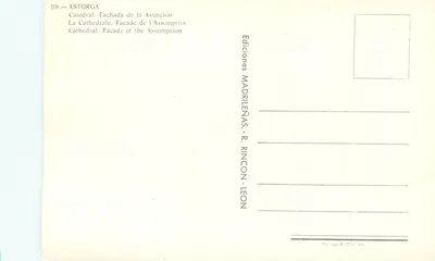 Astorga — Catedral da Anunciação — Edições Madrileñas, R. Rincón - León — Verso