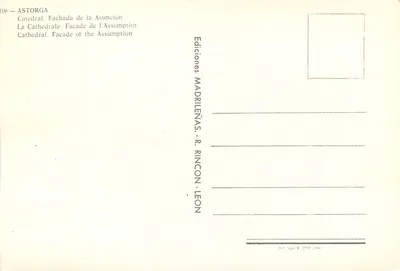 Astorga — Catedral da Assunção — Edições Madrilenas — Verso