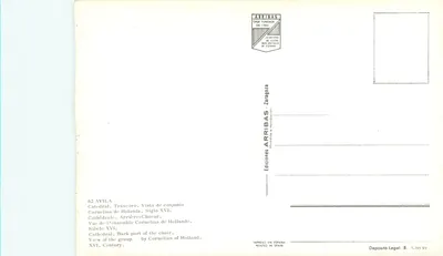 Katedra w Ávilie — Widok chóru autorstwa Corneliusa z Holandii — Wydawca Arribas, Zaragoza — Rewers
