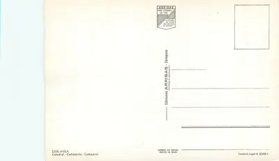 Katedra w Ávilie — Wydawca ARRIBAS, nr 22.833-V — Rewers