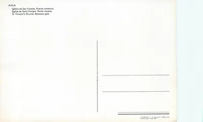 Avila - Igreja de São Vicente — Porta romana — H. Fournier, S.A. - Vitória-1967 — Verso