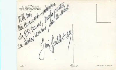 Ávila — As muralhas e o Rio Adaja — Editor La Regahine, n° 4.015 — Verso