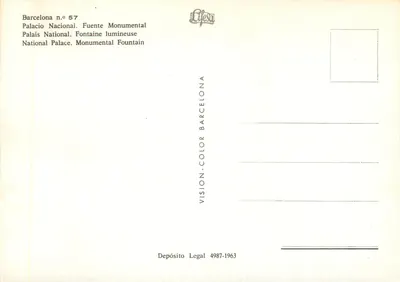 Barcelona — Palácio Nacional e Fonte Monumental — Cifesa n° 57 — Verso