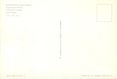 Barcelona (Pueblo Español) — Virgen de los Faroles — J. Puig-Ferrán, seria II, n° 5023 — Rewers