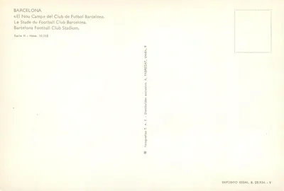 Barcelona — Stadion FC Barcelona — wydawca FABREGAT, nr 10.018 — Rewers