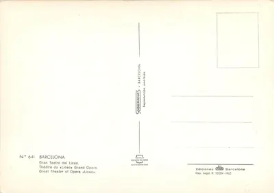 Gran Teatro del Liceo — Barcelonę — Wydawnictwo Soberanas — Rewers
