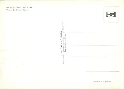 Ogólny widok placu Calvo Sotelo w Barcelonie — Éditions Ro-Foto, n° 3.193 — Rewers