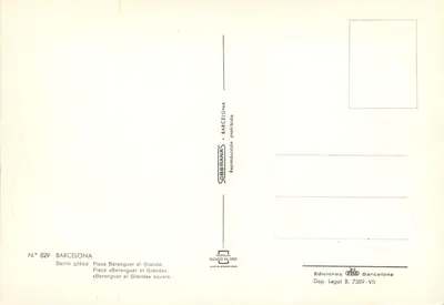 Barcelona — Bairro gótico, Praça Berenguer el Grande — Ediciones Soberanas — Verso