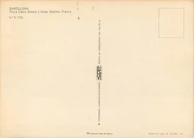 Barcelona — Aleja Gralmo Franco i Plac Calvo Sotelo — wydawca Pelayo — Rewers