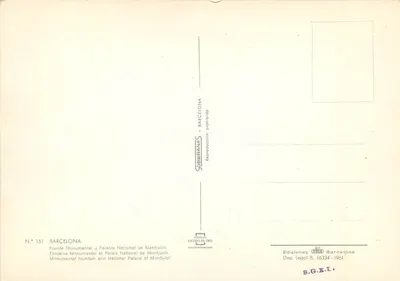 Fontanna monumentalna i Pałac Narodowy w Montjuïch — Wyd. SOBERANAS, nr 151 — Rewers
