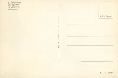Plaza de España — Barcelone — editor RAKER n°51 — Verso
