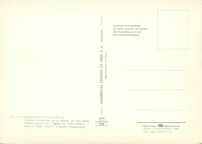 Rzymski klasztor kościoła św. Pawła — Barcelonę — Wydawca ESCUDO DE ORO, nr 2108 — Rewers