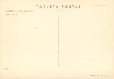 Barcelone — Plaza de Cataluña — Éditeur J. Puig-Terrán, seria II n°126 — Rewers