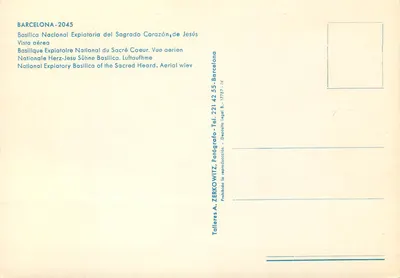Narodowa Ekspiatoryjna Bazylika Sacré-Cœur — widok z powietrza — Taller A. ZERKOWITZ, Barcelona — Rewers