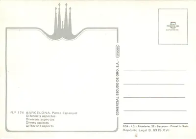 Barcelonę — Różne aspekty — Comercial Escudo de Oro, S.A. n° 174 — Rewers