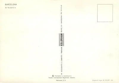 Barcelona — cartão postal turístico com mapa e fotos — editor PELAYOHAM — Verso