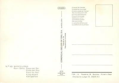 Barri Gòtic — Plaza del Rei — Comercial Escudo de Oro, S.A. n°40 — Rewers