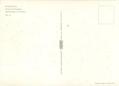 Barcelona - Parque de Montjuïc — Monumento à Sardana — editor PELAYO, n°24 — Verso