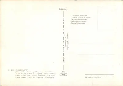 Plaza Calvo Sotelo i Diagonal — widok z powietrza — Comercial Escudo de Oro, nr 201 — Rewers