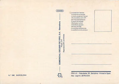 Barcelona w nocy — wydanie dwujęzyczne kataloński/francuski — COMERCIAL ESCUDO DE ORO, S.A. — Rewers